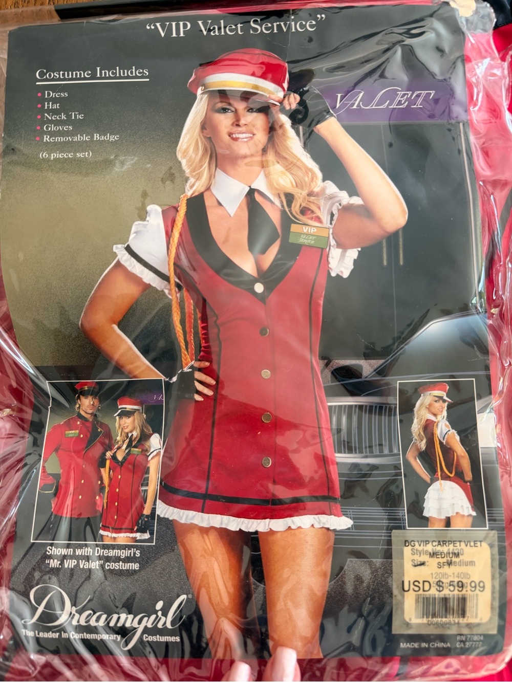 Dreamgirl Red and Black VIP Valet service Costume Dress